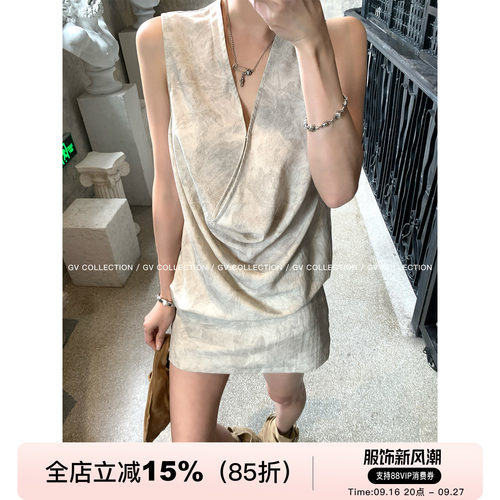 天丝亚麻上衣防走光半身裙套装