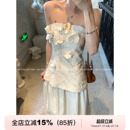 GV大白哥 清冷新中式 立体肌理感花卉刺绣花朵抹胸上衣夏季新款女