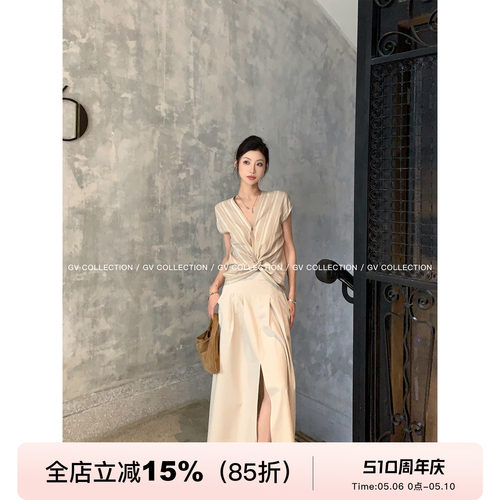 私服买手廓形开叉设计感半身裙