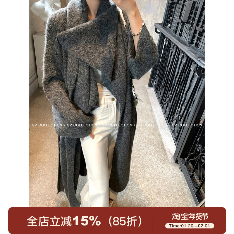 GV大白哥 Row系秀场 叠领两穿带腰带开衫羊毛毛呢外套秋季上衣女,女装/女士精品,毛呢外套,淘宝优惠券,粉丝福利购,淘宝优惠卷