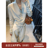 GV大白哥 早秋穿搭上衣慵懒高级长袖 长期主义 交叉叠领收腰针织衫