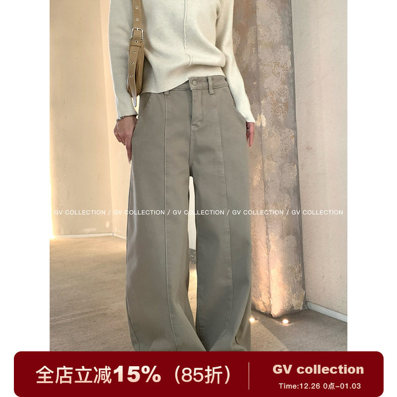 加绒加厚解构直筒牛仔裤