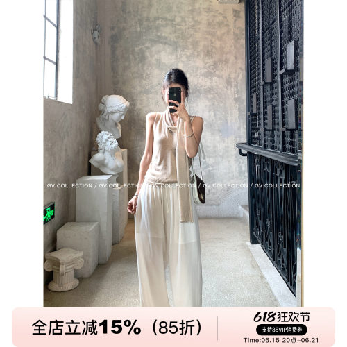 轻薄防晒双层人棉防蚊阔腿裤