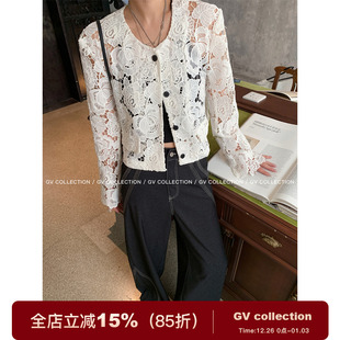 新款 GV大白哥 上衣外套秋季 透气设计感西装 设计感女 镂空玫瑰