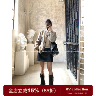 穿搭裙子女百搭新款 软糯A字皮质pu半身裙冬季 肌理腔调 GV大白哥