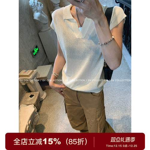 极简做派宽肩Polo衬衫上衣