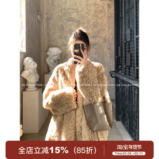 GV大白哥 古巴VTG 肌理感廓形环保毛开襟外套 冬季新款上衣女