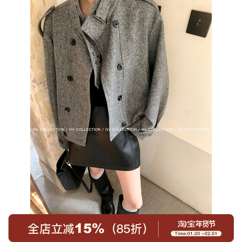 GV大白哥 智系都市 50羊毛毛呢立领夹克外套秋冬穿搭新款上衣女,女装/女士精品,毛呢外套,淘宝优惠券,粉丝福利购,淘宝优惠卷