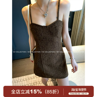 GV大白哥 千金月光 带胸垫立体蕾丝吊带连衣裙春季新款百搭裙子女