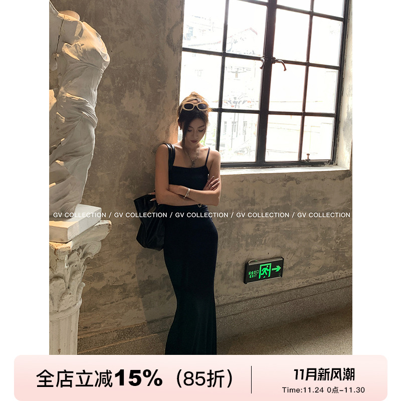 GV大白哥 开挂超模裙 性感修身收腰优雅吊带长裙卡戴珊连衣裙女
