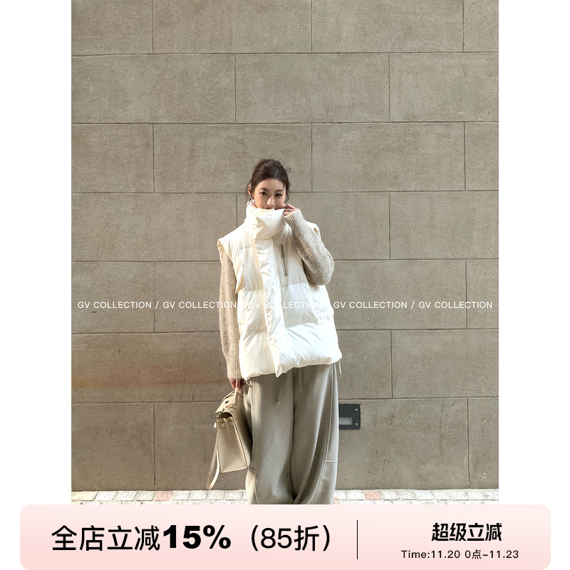 90绒立领大翻领羽绒马甲背心