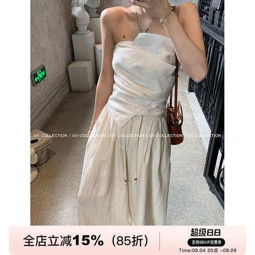 GV大白哥 designer私服 设计感双层立体结构不规则抹胸一字上衣女