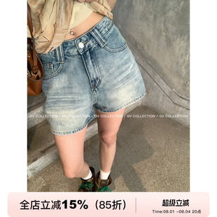 GV大白哥 本期强推 日常丹宁直筒水洗百搭牛仔短裤子设计感女夏