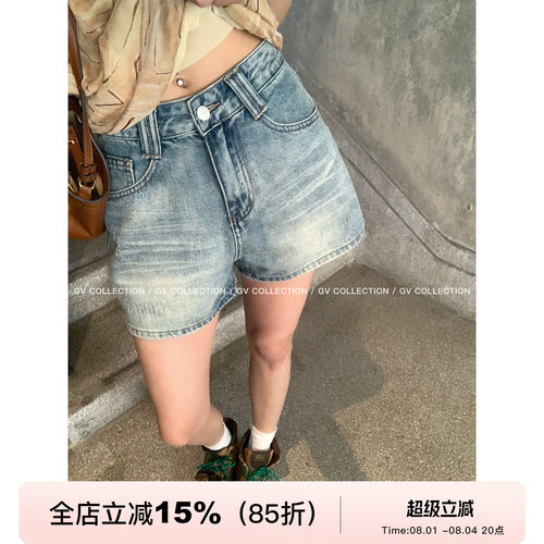 日常丹宁直筒水洗百搭牛仔短裤