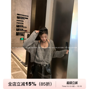 GV大白哥 胶囊轻通勤 挂脖背心廓形开衫外套羊毛两件套毛衣新款女