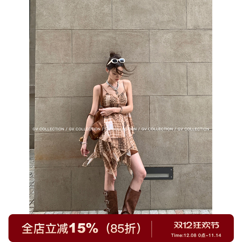 GV大白哥 流浪沙丘 解构立体重工层层拼接纱裙法式风吊带连衣裙女