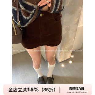 气质休闲裤 肌理灯芯绒双层防走光半身裙裙裤 女 栗野都市 GV大白哥