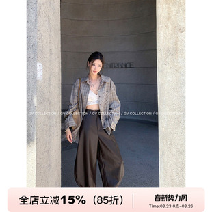 小众轮廓 穿搭裤 复古设计感PU七分弯刀皮裤 新款 子女 秋季 GV大白哥