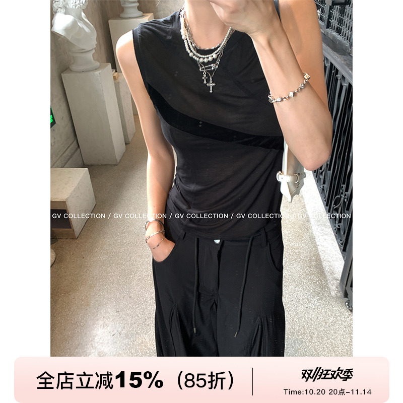 轻薄天丝极简无袖背心上衣