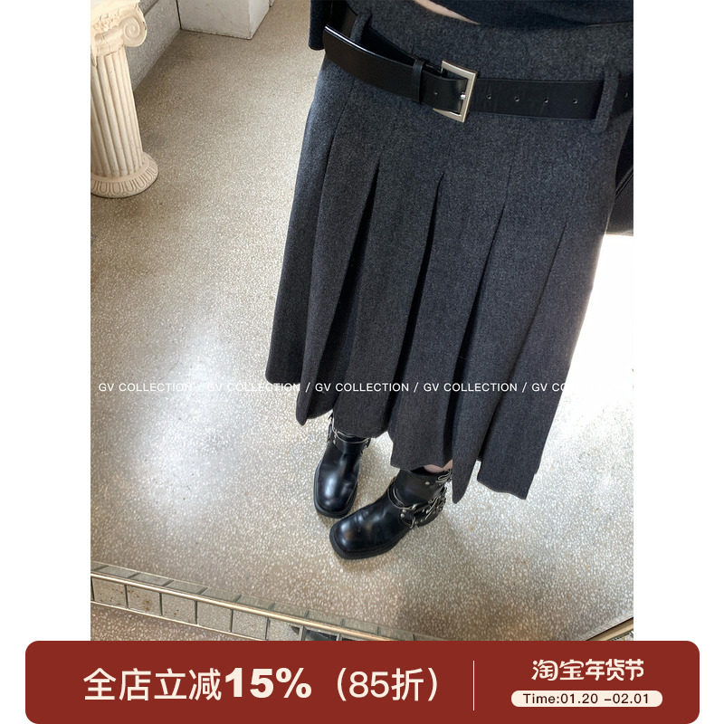 GV大白哥 伦敦矜贵 毛呢质感英伦百褶裙冬季新款裙子女百搭遮肉,女装/女士精品,半身裙,淘宝优惠券,粉丝福利购,淘宝优惠卷