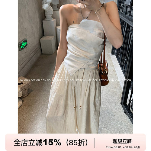GV大白哥 designer私服 设计感双层立体结构不规则抹胸一字上衣女