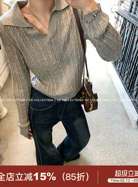 GV大白哥 RL淡人 麻花编织polo领松弛感针织上衣秋冬新款百搭女