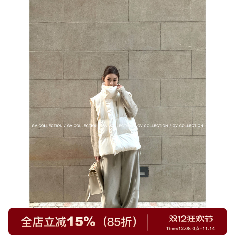 90绒立领大翻领羽绒马甲背心