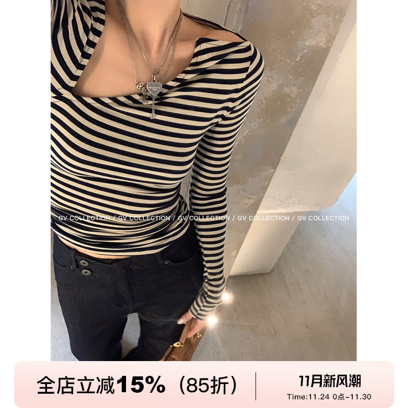 莱赛尔斜肩不规则修身上衣T恤