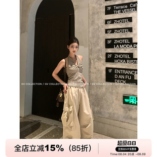 GV大白哥 Techwear松弛 大阔腿口袋工装抽绳轻薄休闲裤子女夏新款
