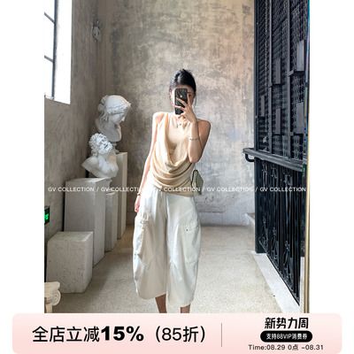 莱赛尔弯刀解构弧形牛仔七分裤