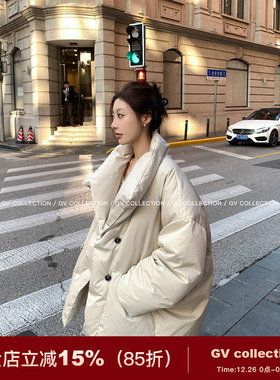 GV大白哥 雪顶奶芙 立领蓬松加厚松弛面包羽绒外套冬季新款上衣女