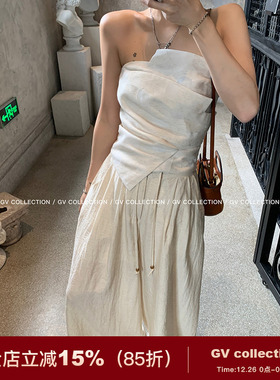 GV大白哥 designer私服 设计感双层立体结构不规则抹胸一字上衣女