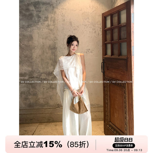 压褶肌理双层裁片设计感无袖背心
