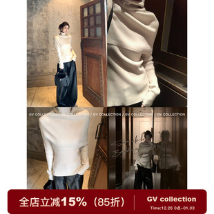 圆领针织披肩脖套两件套上衣秋冬百搭女新款 GV大白哥 淡人气质