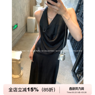 女 松弛感V字挂脖露背上衣高腰半裙套装 GV大白哥 都市人鱼姬