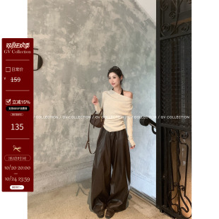GV大白哥 叠穿元素  撞色松弛挂脖假两件细羊毛针织衫T恤秋季上衣