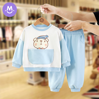 宝宝大口袋加绒运动套装