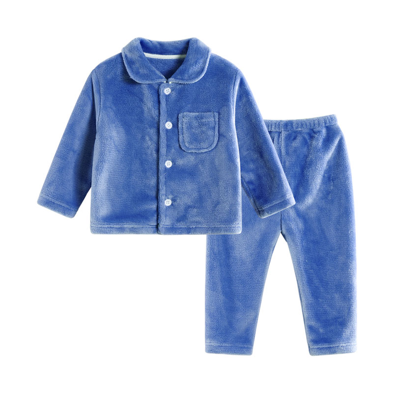 儿童睡衣秋冬加厚加绒法兰绒家居服套装男童宝宝珊瑚绒男孩长袖女