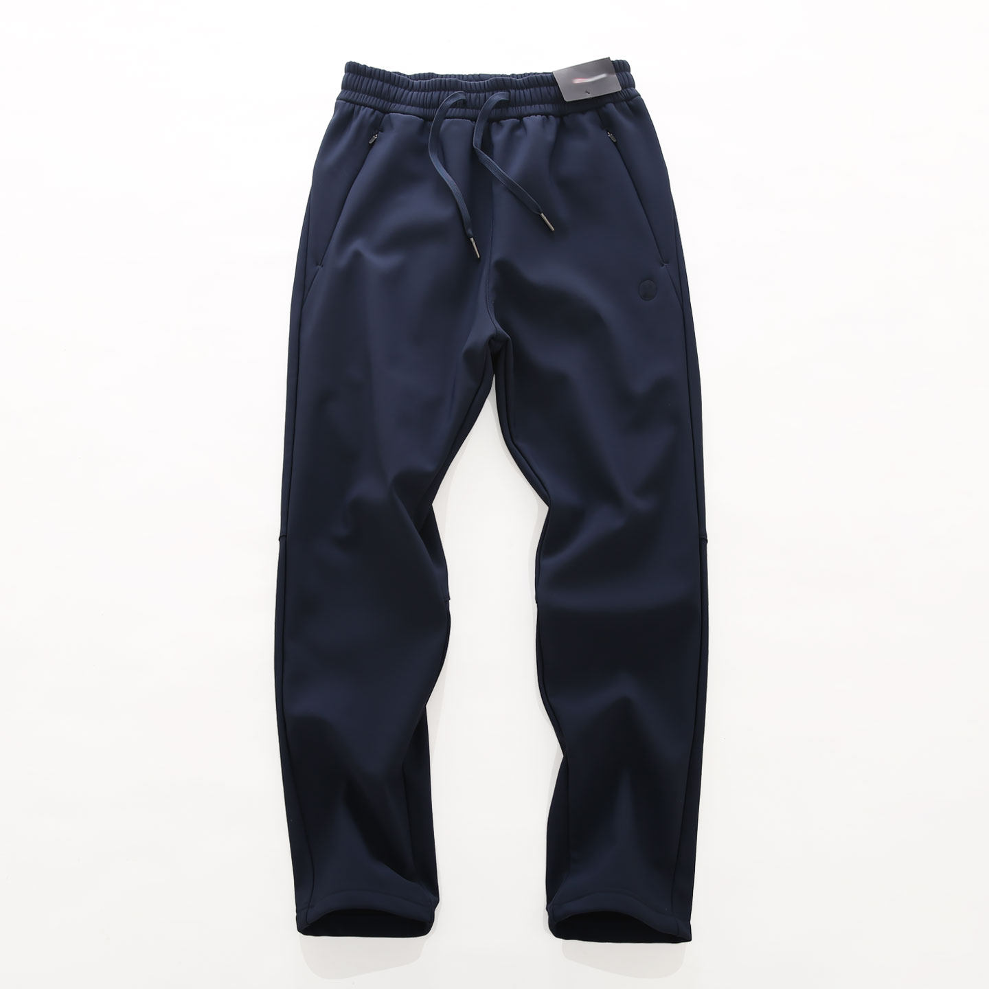 冬季双色保暖绵绒拼接弹力休闲卫裤慢跑束脚运动男裤