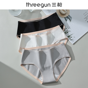 三枪女士内裤纯棉透气无痕中腰全棉抑菌裆秋冬新款女生短裤黑色系