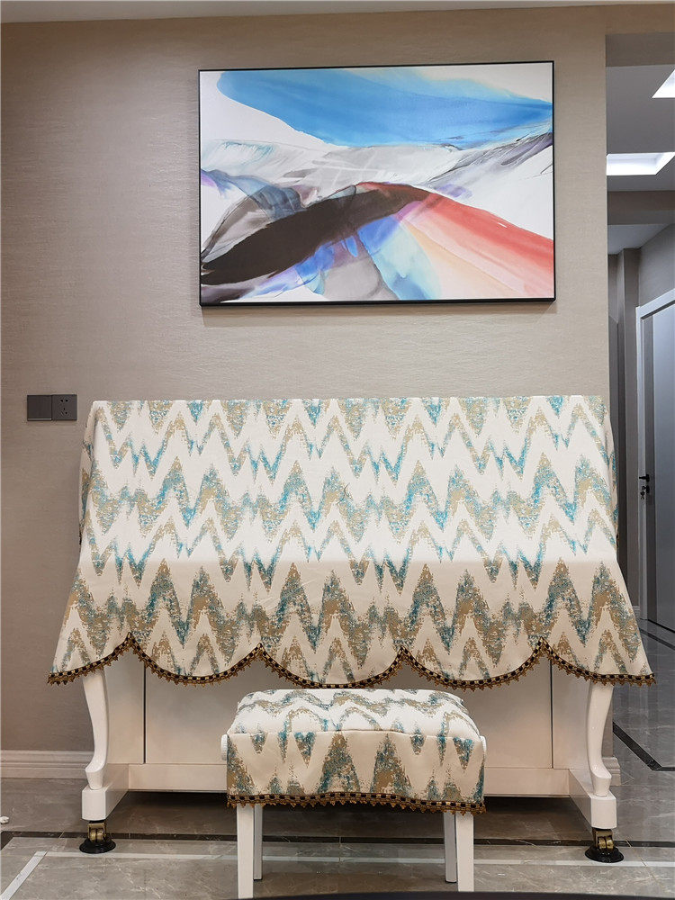 启颜涤棉布艺钢琴全披北欧风钢琴罩钢琴防尘罩钢琴套钢琴盖布