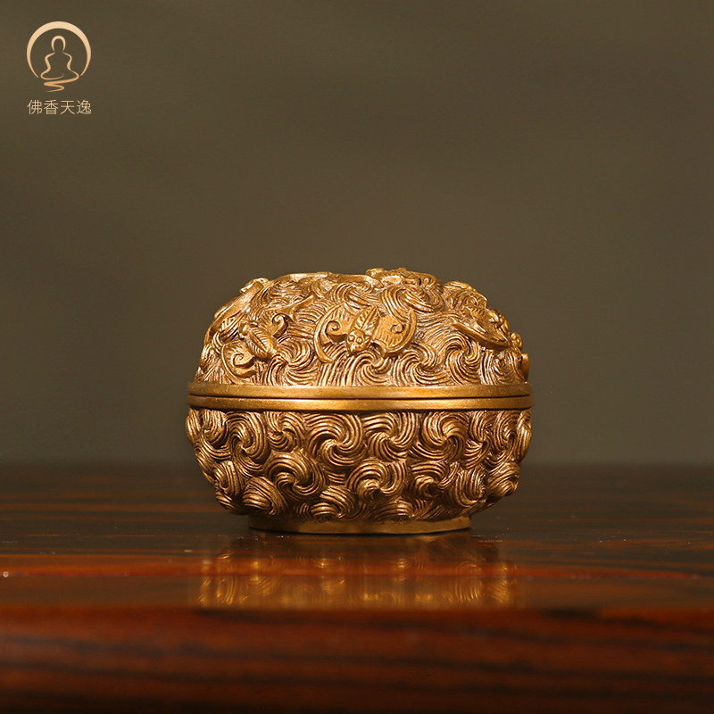 佛香天逸印泥盒铜创意摆件