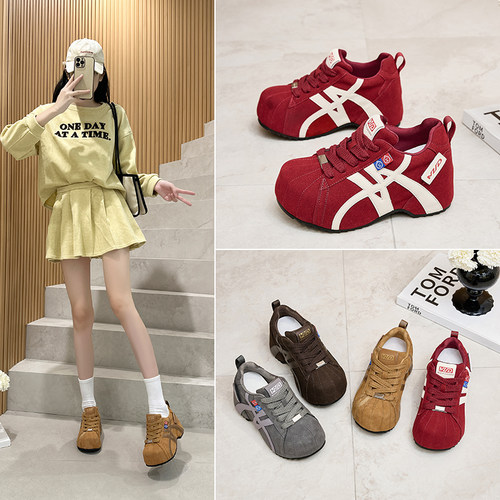 真皮时尚厚底内增高休闲勃肯鞋潮