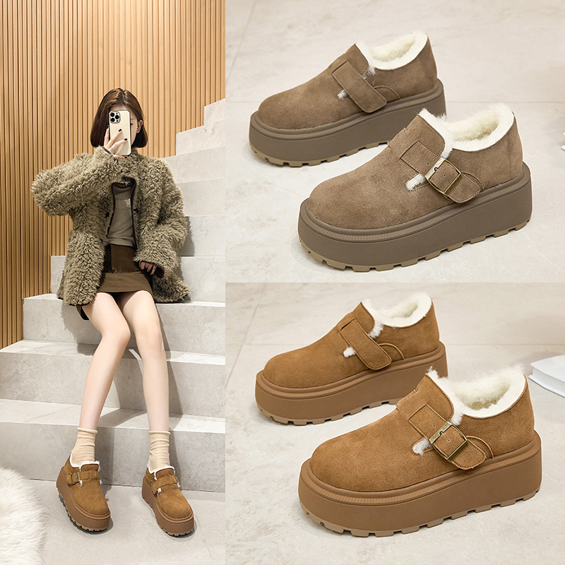 真皮羊毛厚底加绒保暖勃肯鞋棉鞋