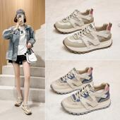 真皮厚底老爹鞋 潮百搭内增高阿甘鞋 女秋冬新款 加绒6cm休闲运动鞋