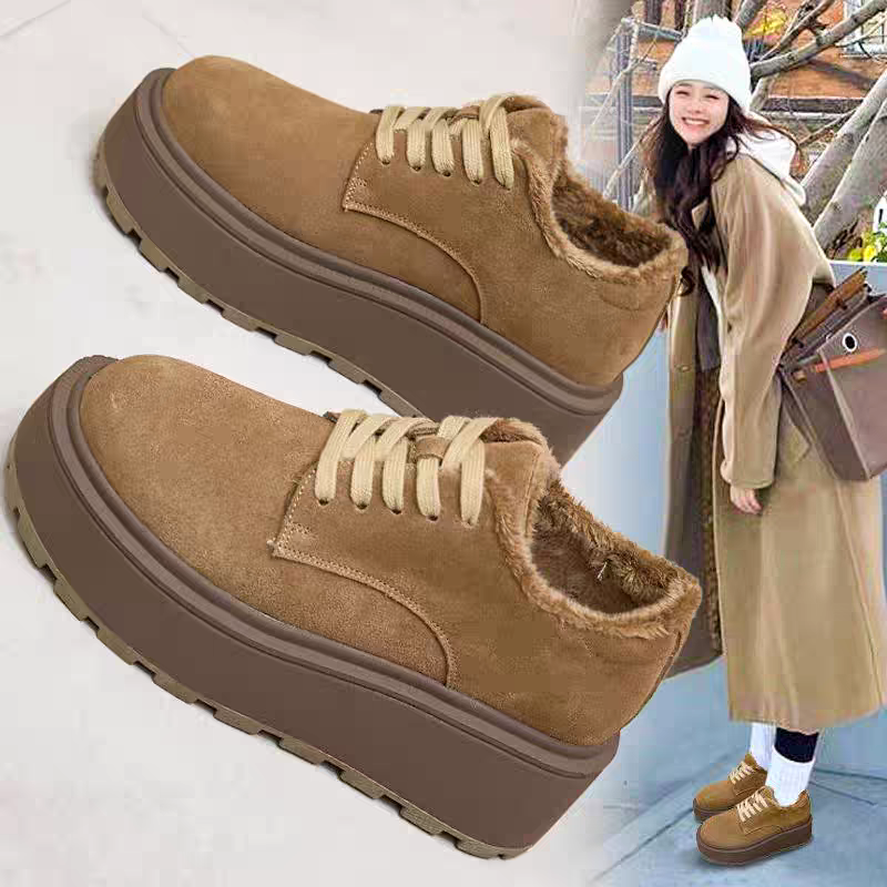 百搭休闲加绒博肯鞋潮松糕豆豆鞋