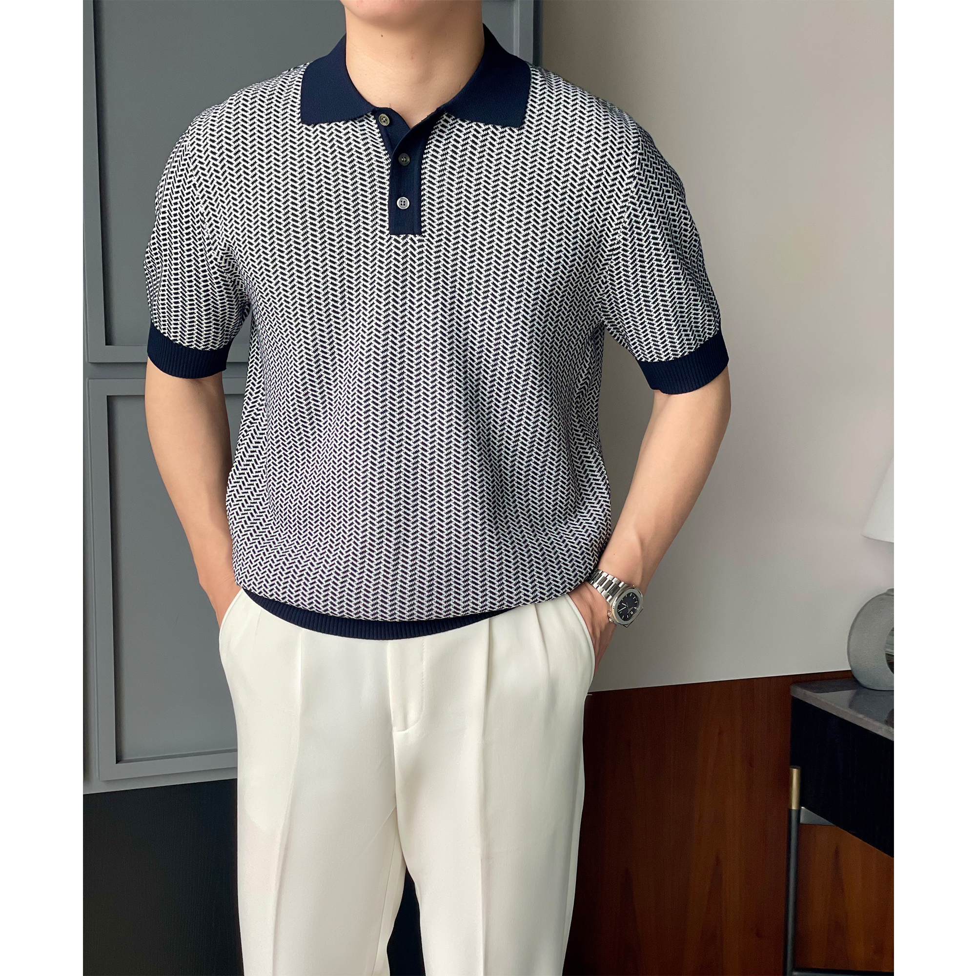 美式复古撞色Polo衫男T恤