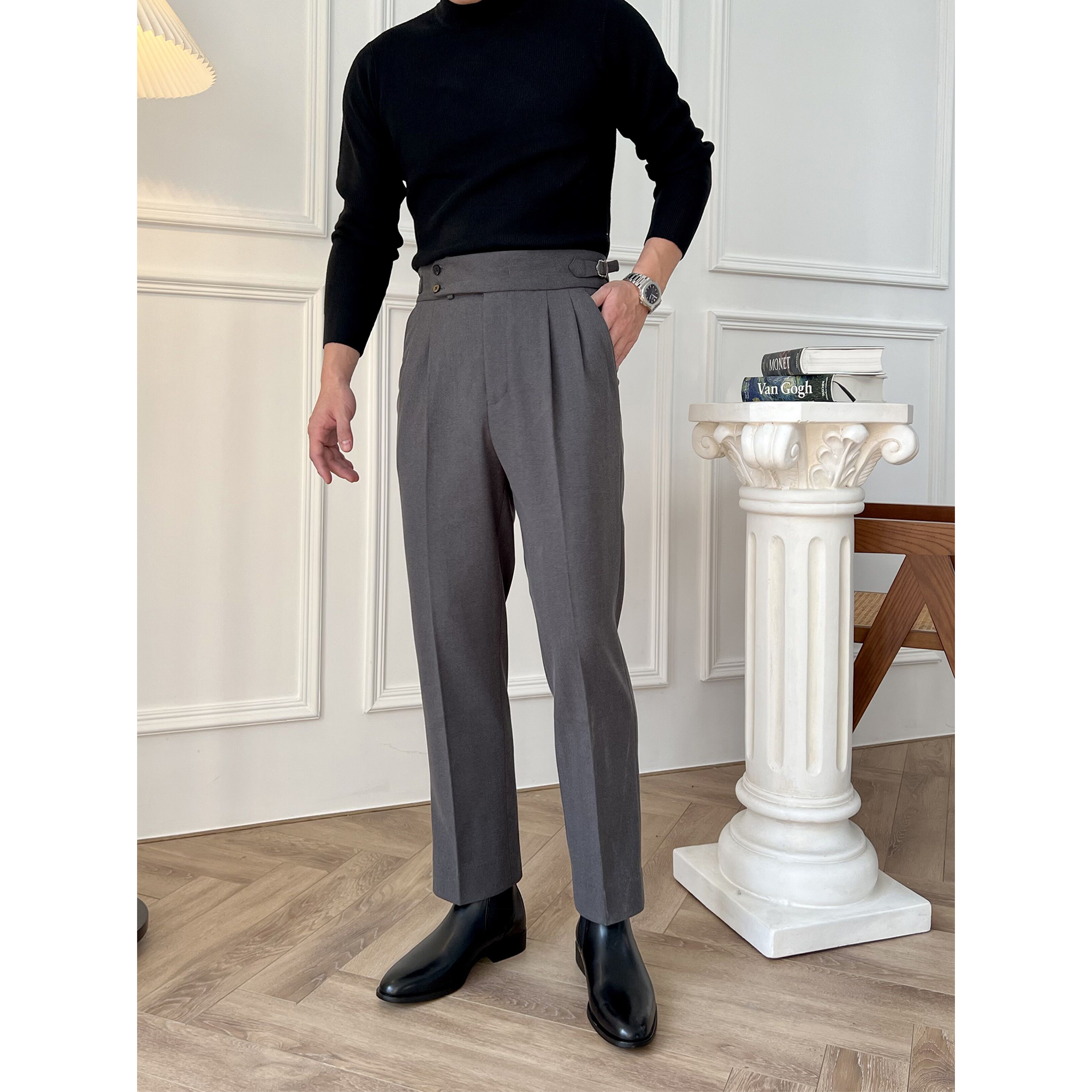 冬季那不勒斯直筒西裤长裤