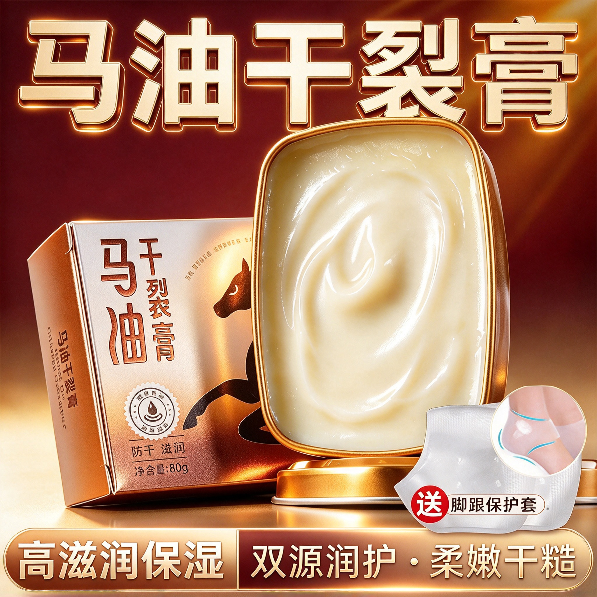 脚后跟马油干裂膏起硬皮手开裂护手足跟防裂膏修复霜滋润保湿裂口