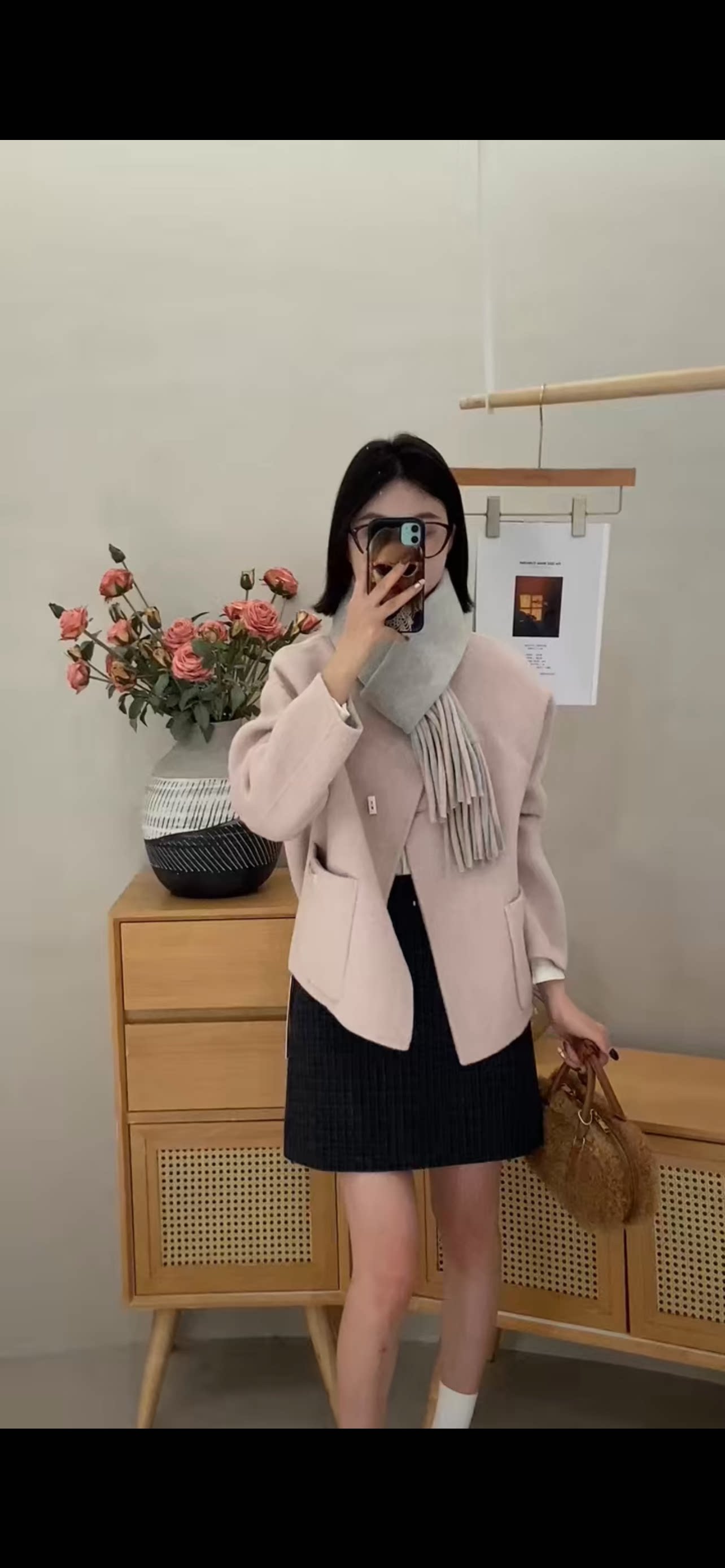 2025新款韩版宽松显瘦百搭翻领长款外套女休闲上衣双面羊绒大衣